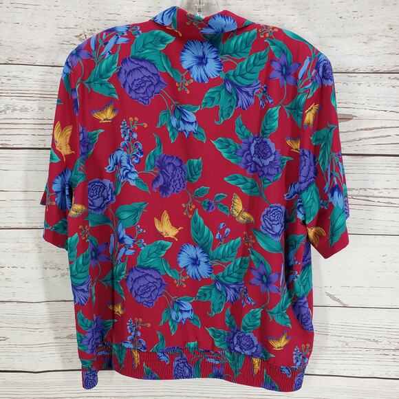 Alfred Dunner Multicolor Floral Butterfly Half Button Top Size 16 - Picture 11 of 13